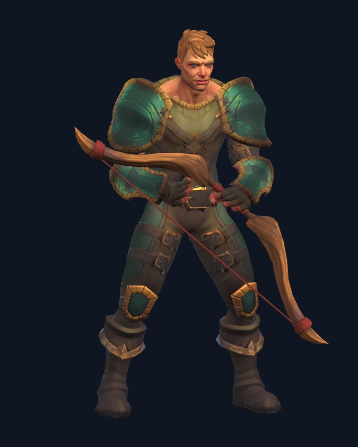 A Dragonoa character holding a Hunter’s Bow with both limbs and string visible